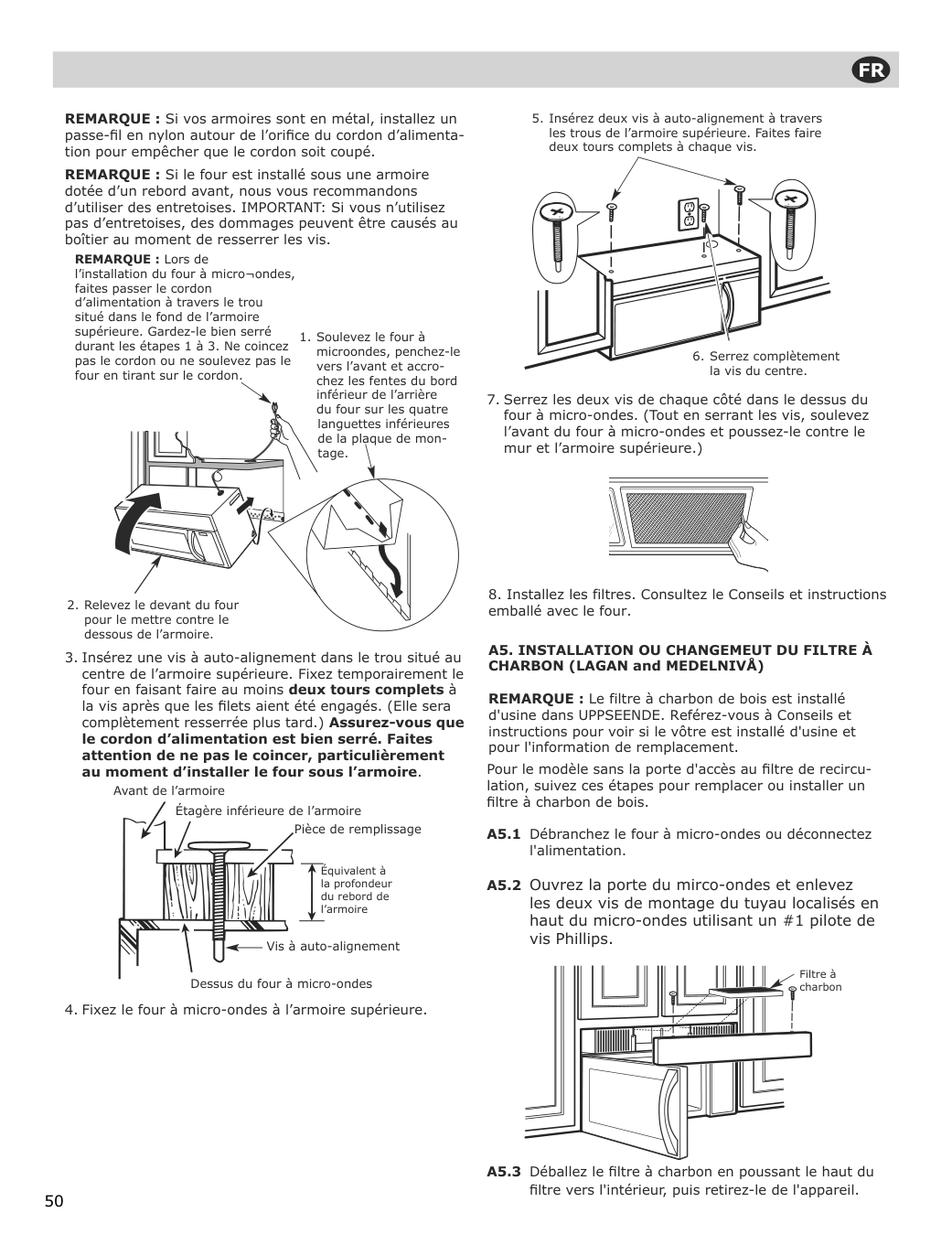 Assembly instructions for IKEA Uppseende over the range convection microwave stainless steel | Page 50 - IKEA UPPSEENDE over-the-range convection microwave 204.621.65