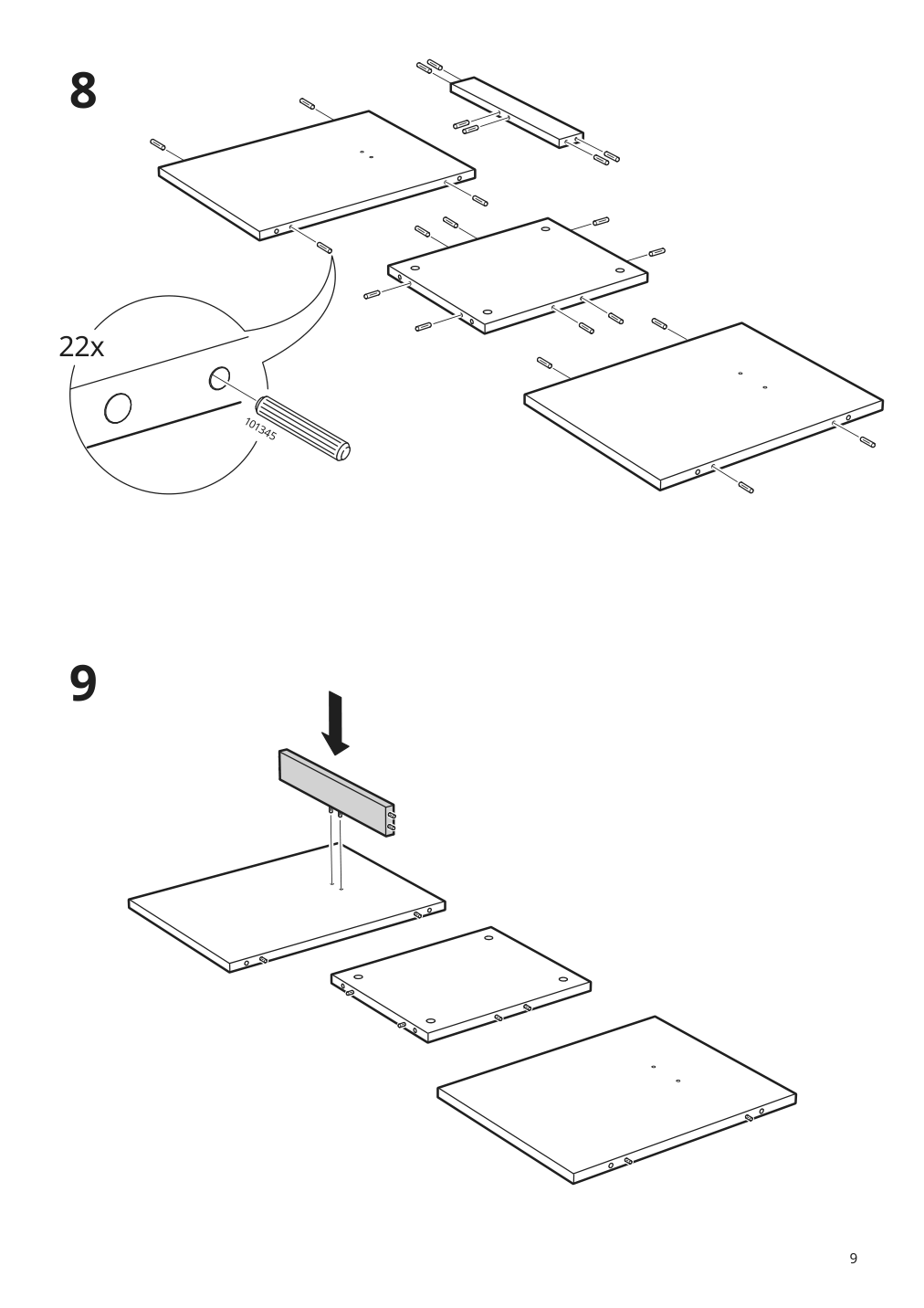 Assembly instructions for IKEA Uppspel drawer unit on casters black | Page 9 - IKEA UPPSPEL drawer unit on casters 805.076.32