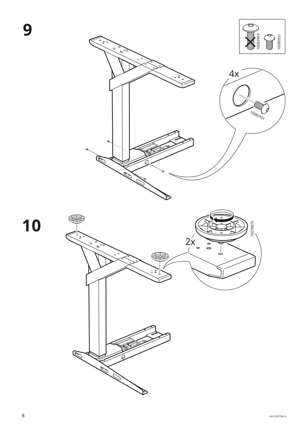 Assembly instructions for IKEA Uppspel sit stand underframe for table top black | Page 8 - IKEA UPPSPEL / MATCHSPEL gaming desk and chair 794.374.85