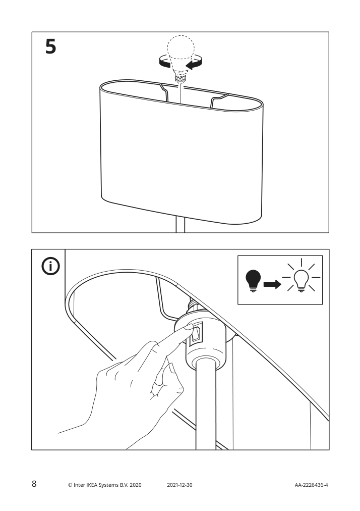 Assembly instructions for IKEA Uppvind floor lamp brass plated white | Page 8 - IKEA UPPVIND floor lamp 504.831.52