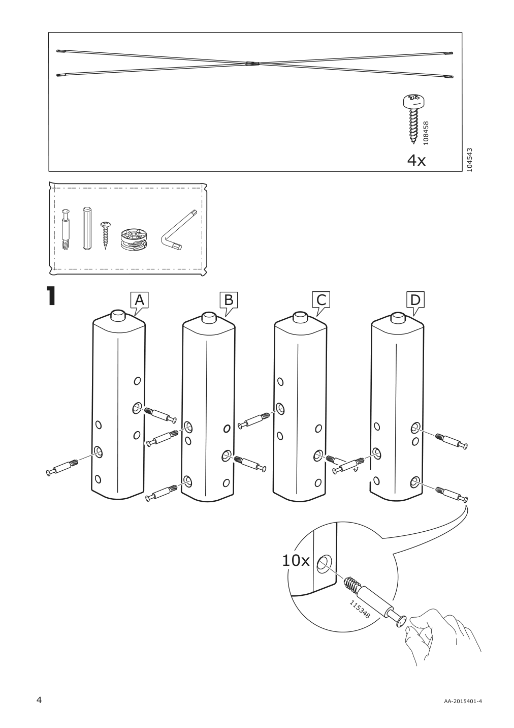 Assembly instructions for IKEA Utaker stackable bed pine | Page 4 - IKEA UTÅKER stackable bed with 2 mattresses 895.215.15