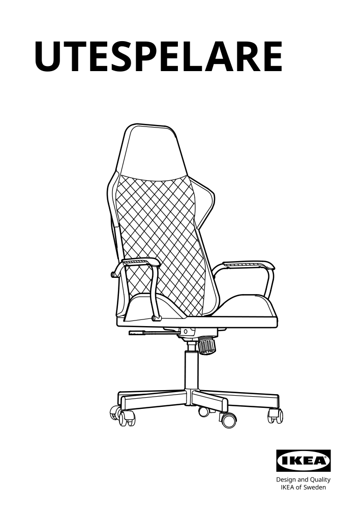 Assembly instructions for IKEA Utespelare gaming chair bomstad black | Page 1 - IKEA HUVUDSPELARE / UTESPELARE gaming desk and chair 394.909.55