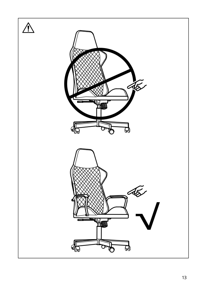 Assembly instructions for IKEA Utespelare gaming chair bomstad black | Page 13 - IKEA HUVUDSPELARE / UTESPELARE gaming desk and chair 394.909.55