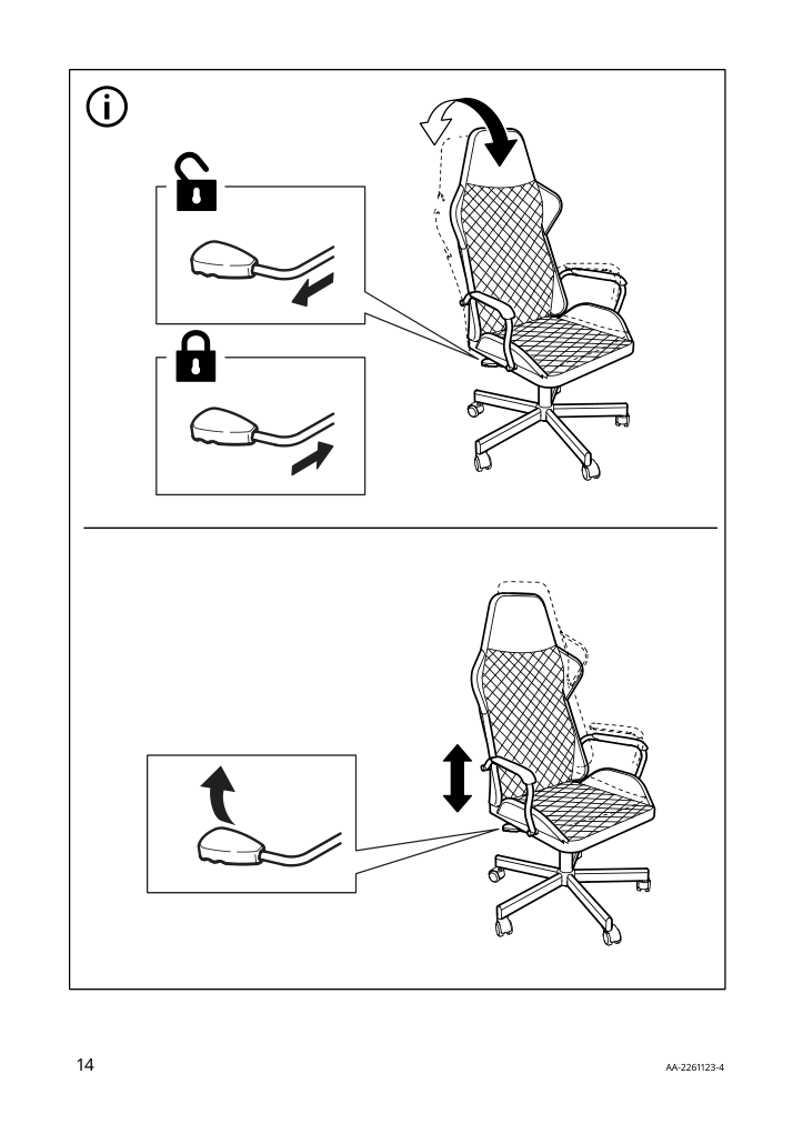 Assembly instructions for IKEA Utespelare gaming chair bomstad black | Page 14 - IKEA HUVUDSPELARE / UTESPELARE gaming desk and chair 394.909.55