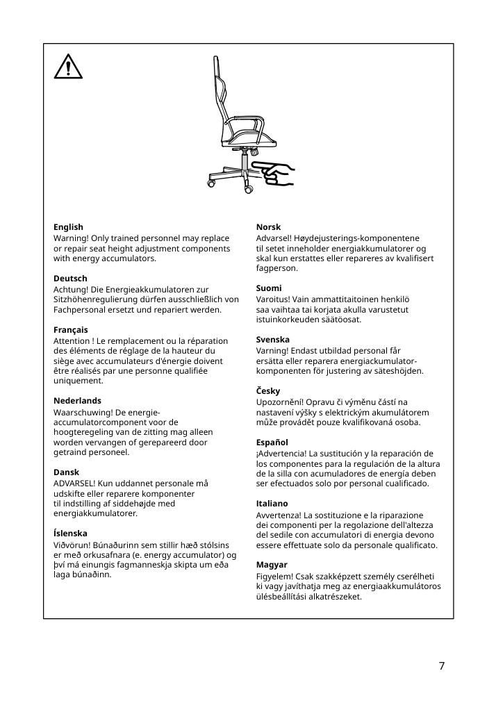 Assembly instructions for IKEA Utespelare gaming chair bomstad black | Page 7 - IKEA HUVUDSPELARE / UTESPELARE gaming desk and chair 394.909.55