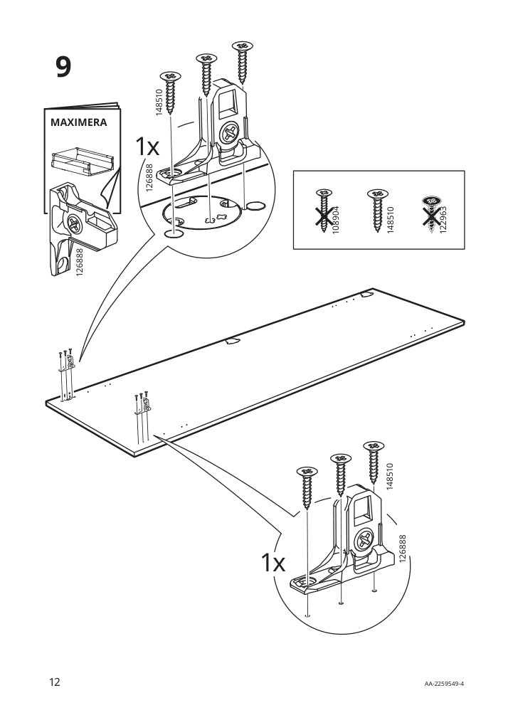 Assembly instructions for IKEA Utrusta assembly kit for pull out function | Page 12 - IKEA SEKTION / MAXIMERA hc w p-o func 4drw/1dr/2shlv 194.681.30