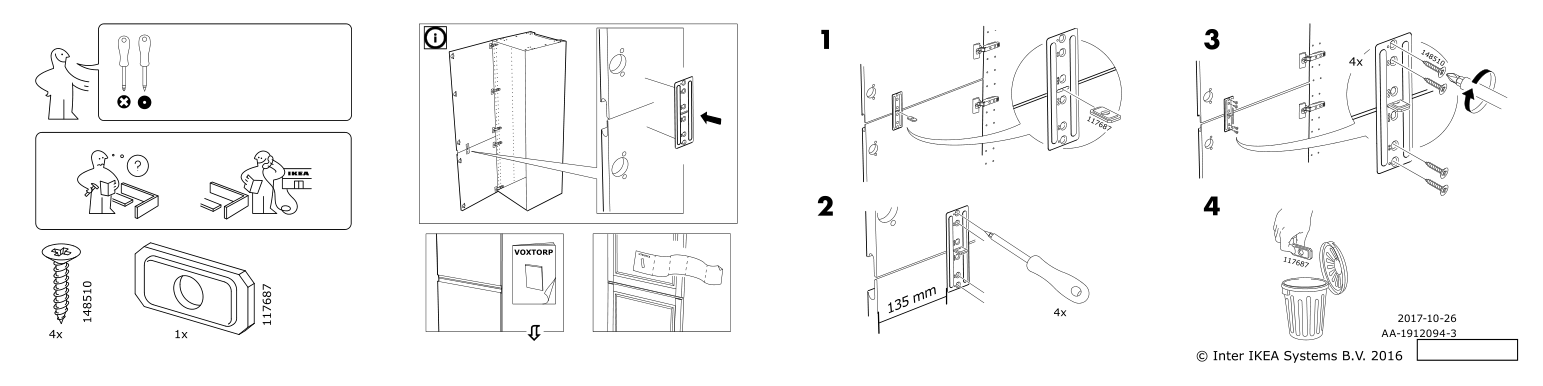 Assembly instructions for IKEA Utrusta connection hardware for doors | Page 2 - IKEA SEKTION high cabinet for fridge/freezer 294.182.29