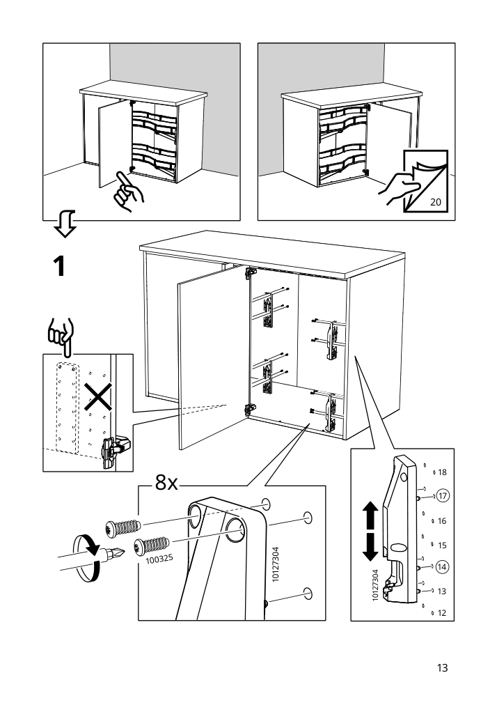 Assembly instructions for IKEA Utrusta corner base cab pull out fitting gray | Page 13 - IKEA SEKTION corner base cab w pull-out fitting 795.825.52