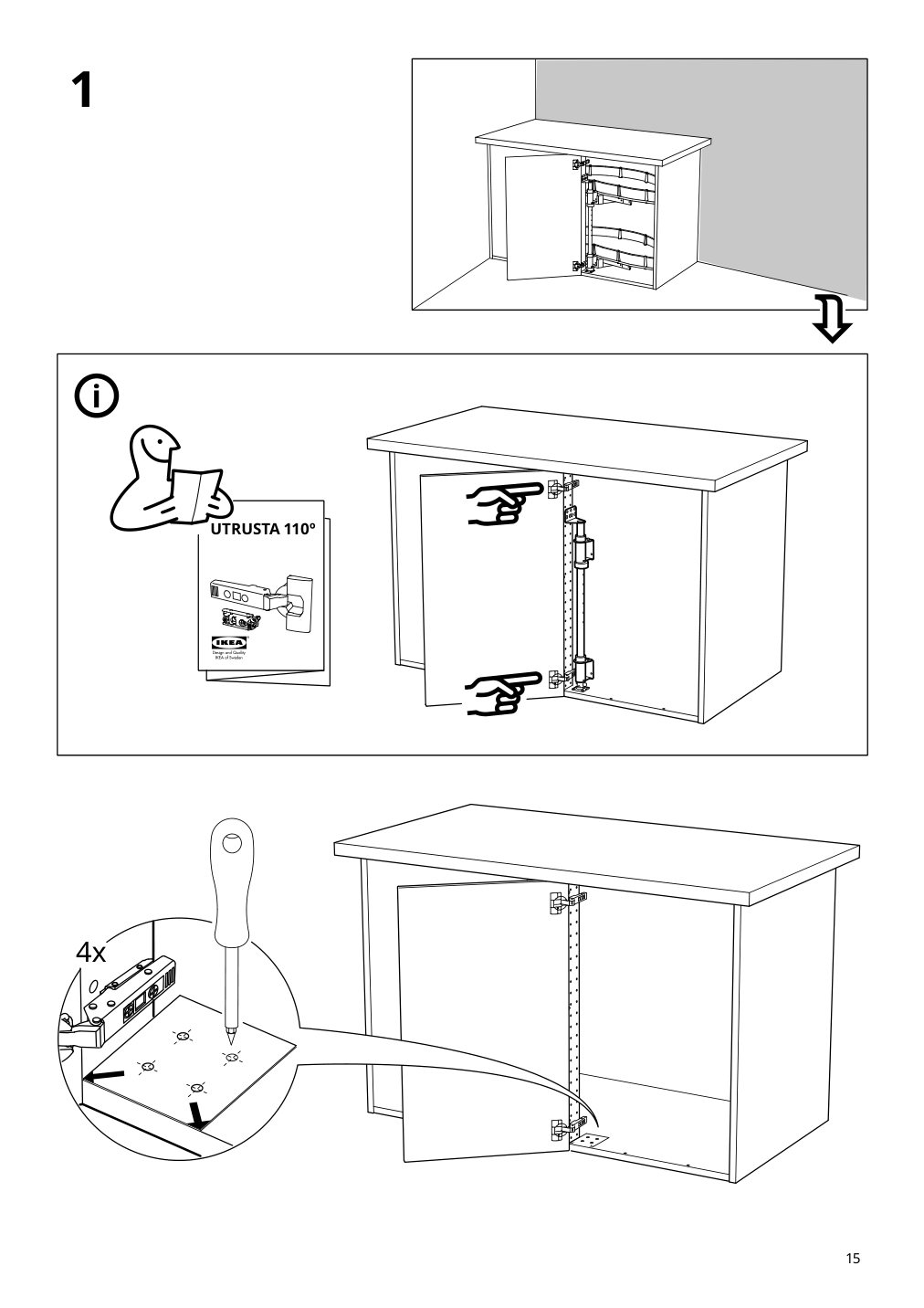 Assembly instructions for IKEA Utrusta corner base cab pull out fitting | Page 15 - IKEA SEKTION corner base cab w pull-out fitting 494.561.21