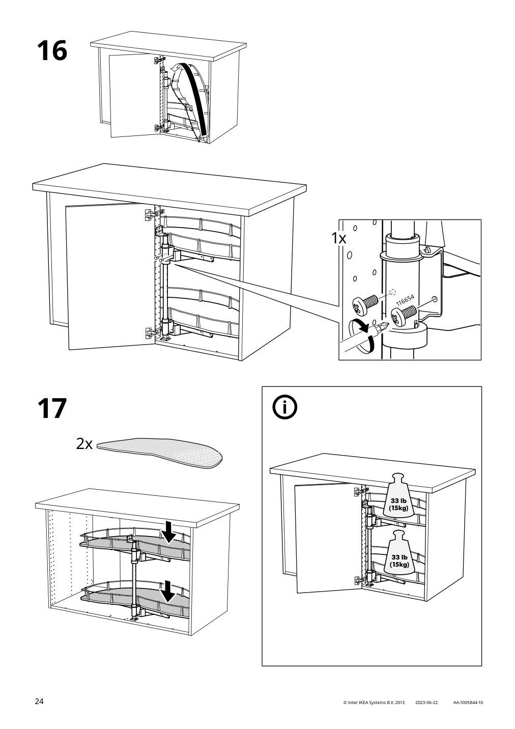 Assembly instructions for IKEA Utrusta corner base cab pull out fitting | Page 24 - IKEA SEKTION corner base cab w pull-out fitting 494.561.21