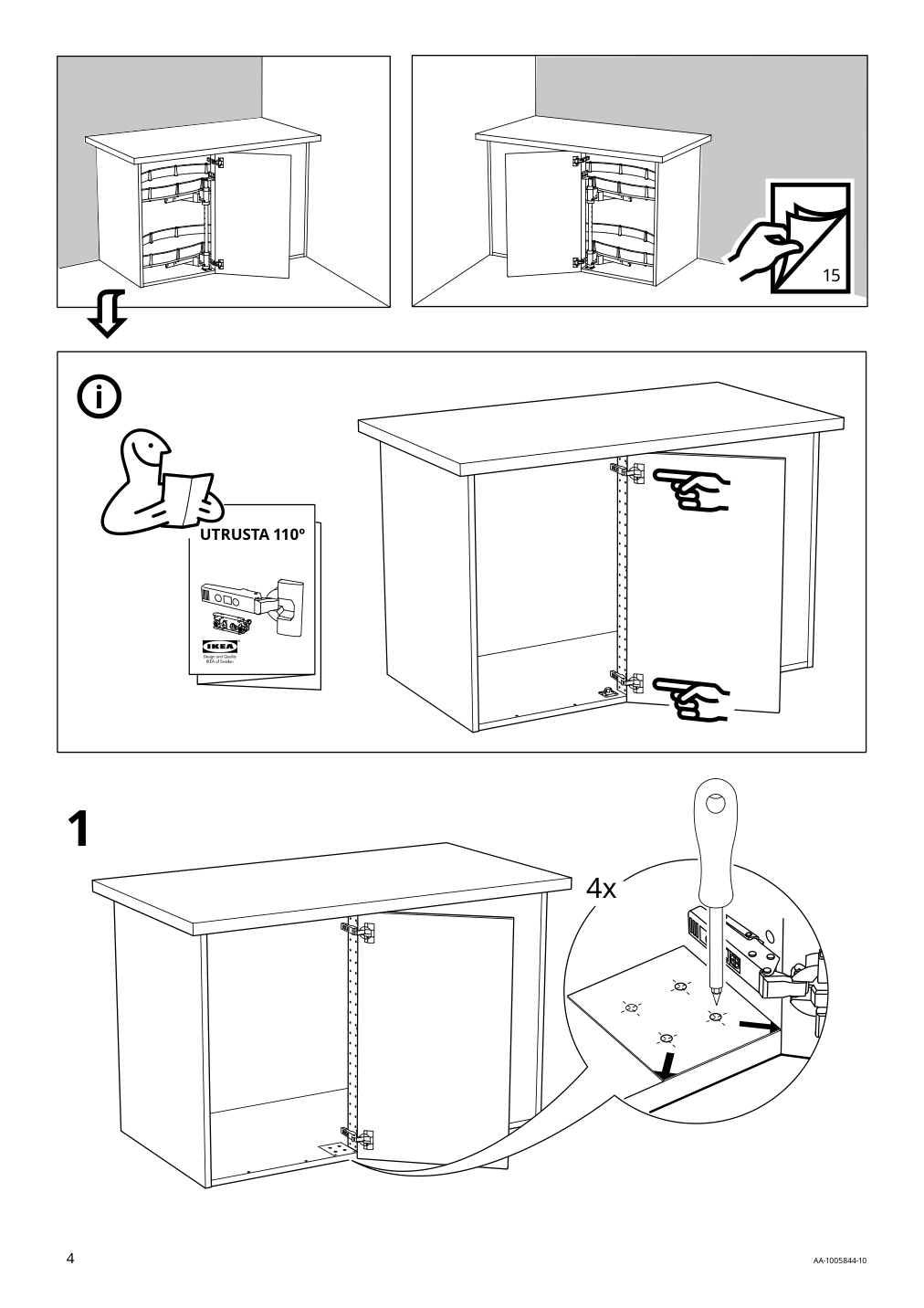 Assembly instructions for IKEA Utrusta corner base cab pull out fitting | Page 4 - IKEA SEKTION corner base cab w pull-out fitting 194.618.88