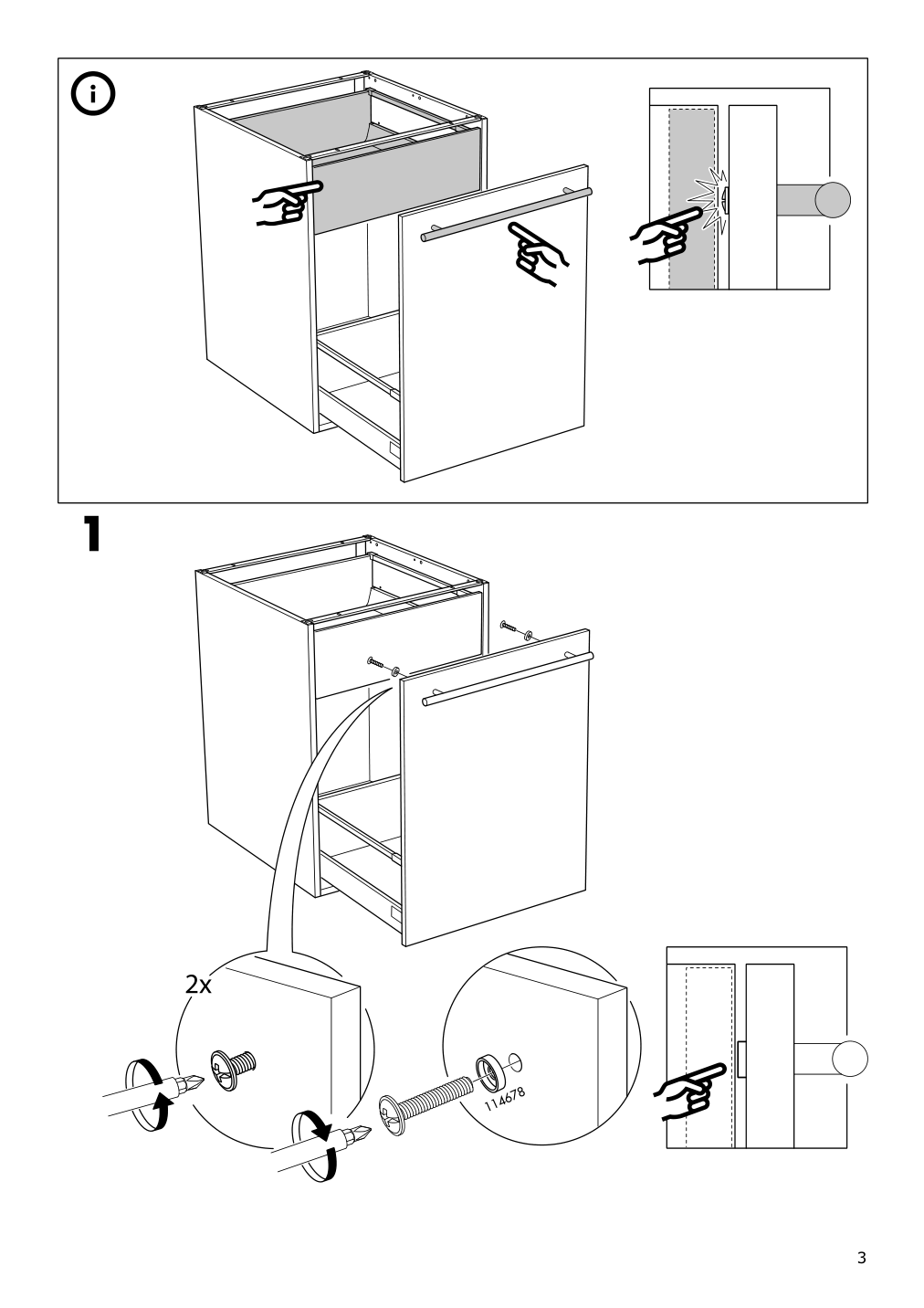 Assembly instructions for IKEA Utrusta drawer front high | Page 3 - IKEA SEKTION base cabinet for recycling 891.594.16