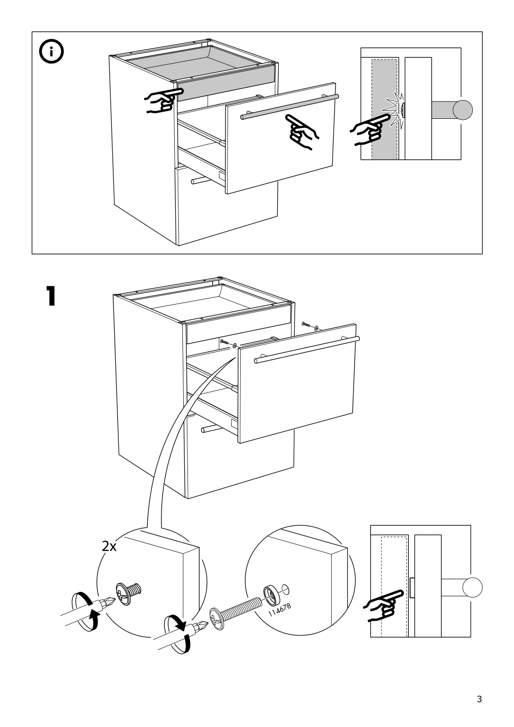 Assembly instructions for IKEA Utrusta drawer front low | Page 3 - IKEA SEKTION base cabinet for sorting + 1 door 191.594.05