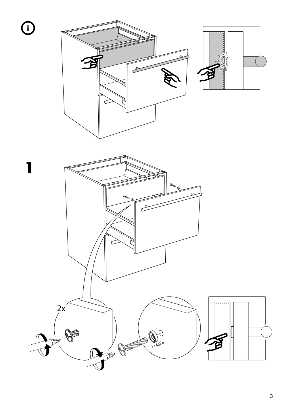 Assembly instructions for IKEA Utrusta drawer front medium | Page 3 - IKEA SEKTION / MAXIMERA high cab w door/2 fronts/4 drawers 993.555.58