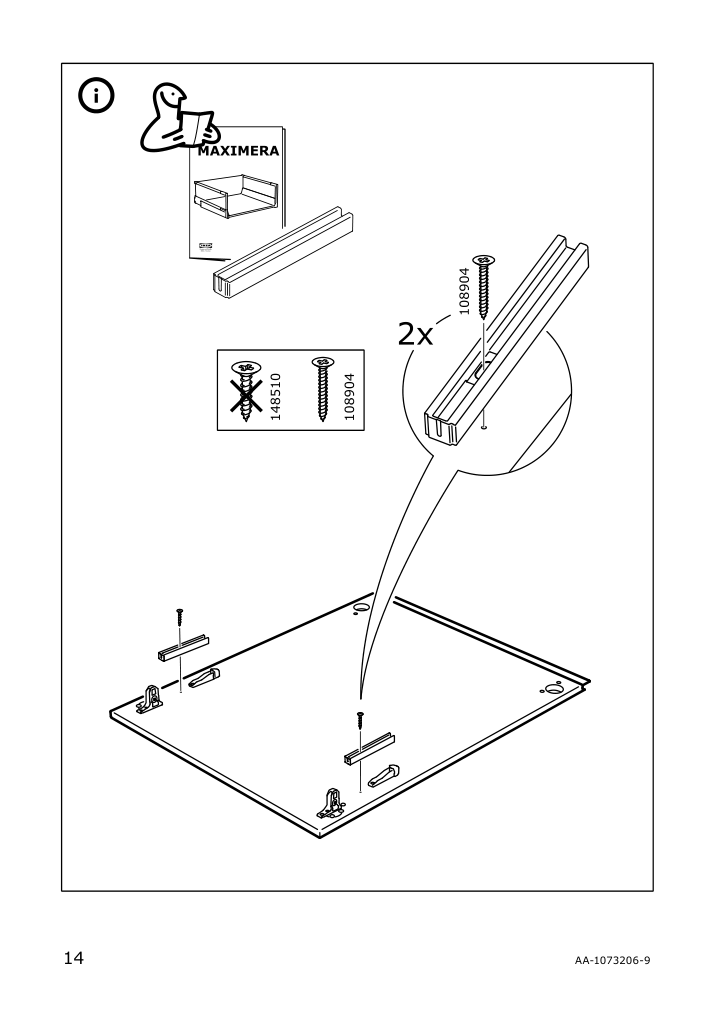 Assembly instructions for IKEA Utrusta fixture for mounting door on drawer | Page 14 - IKEA SEKTION base cabinet for sorting + 1 door 191.594.05