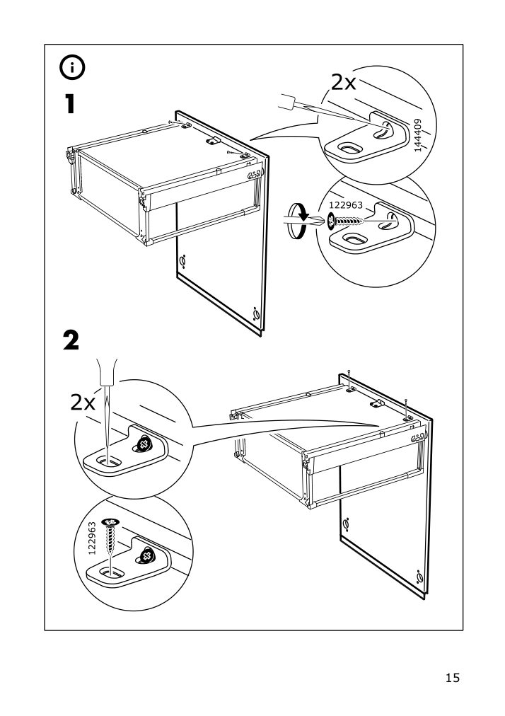 Assembly instructions for IKEA Utrusta fixture for mounting door on drawer | Page 15 - IKEA SEKTION base cabinet/p-out storage/drawer 191.591.08