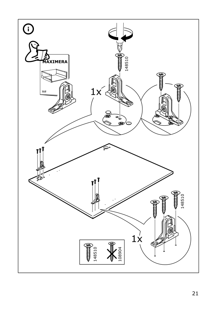 Assembly instructions for IKEA Utrusta fixture for mounting door on drawer | Page 21 - IKEA SEKTION / MAXIMERA base cabinet with pull-out storage 994.146.33