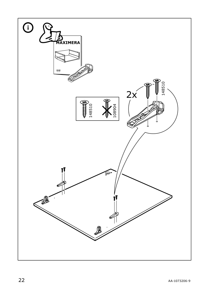 Assembly instructions for IKEA Utrusta fixture for mounting door on drawer | Page 22 - IKEA SEKTION base cabinet for sorting + 1 door 191.594.05