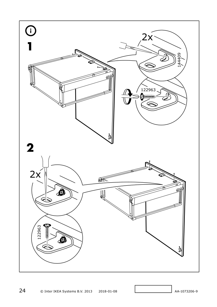 Assembly instructions for IKEA Utrusta fixture for mounting door on drawer | Page 24 - IKEA SEKTION base cabinet/p-out storage/2 drawer 191.591.13