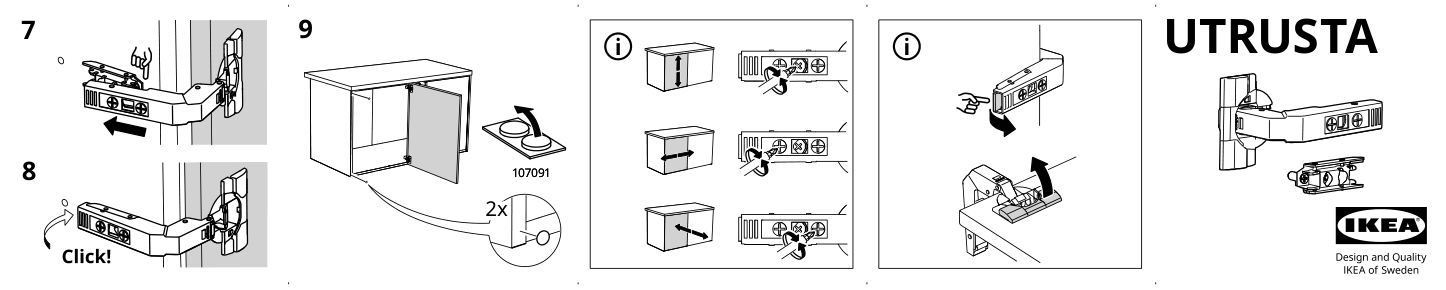 Assembly instructions for IKEA Utrusta hinge for kitchen corner cabinet with built in damper | Page 2 - IKEA SEKTION corner base cab w drawer and shelf 995.835.03