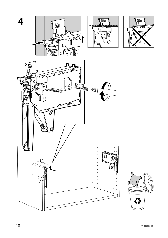 Assembly instructions for IKEA Utrusta hinge push open for horizontal door white | Page 10 - IKEA SEKTION high cab f mic/ov+drw/dr w push-op 993.946.30