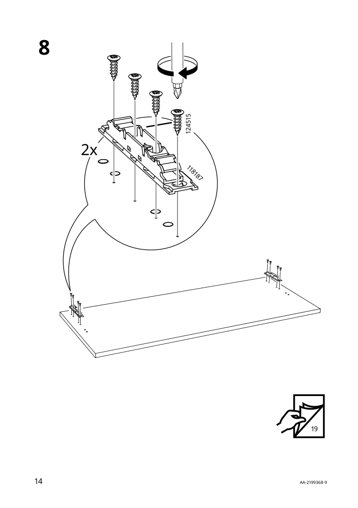 Assembly instructions for IKEA Utrusta hinge push open for horizontal door white | Page 14 - IKEA SEKTION high cab f mic/ov+drw/dr w push-op 993.946.30