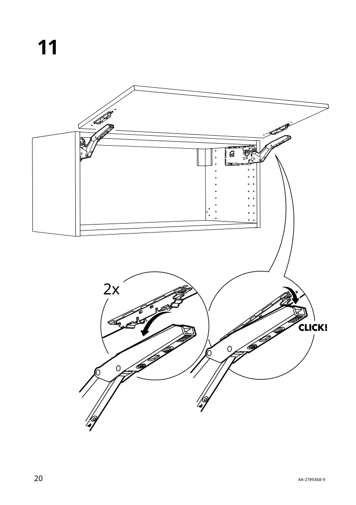 Assembly instructions for IKEA Utrusta hinge push open for horizontal door white | Page 20 - IKEA SEKTION high cab f mic/ov+drw/dr w push-op 993.946.30