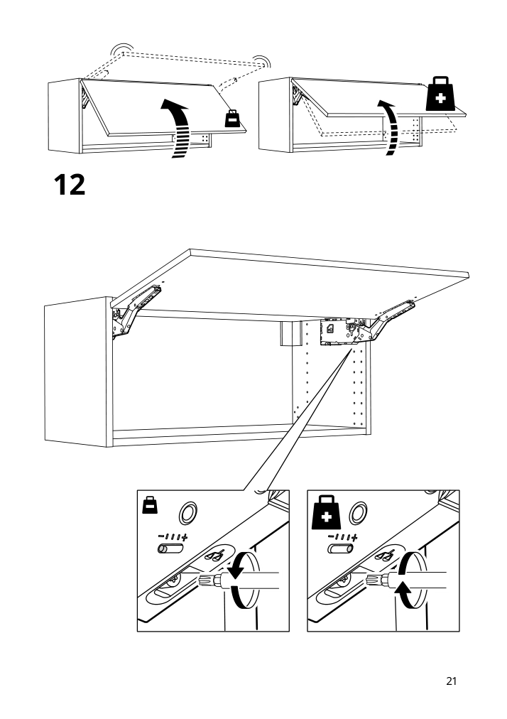 Assembly instructions for IKEA Utrusta hinge push open for horizontal door white | Page 21 - IKEA SEKTION high cab f mic/ov+drw/dr w push-op 993.946.30