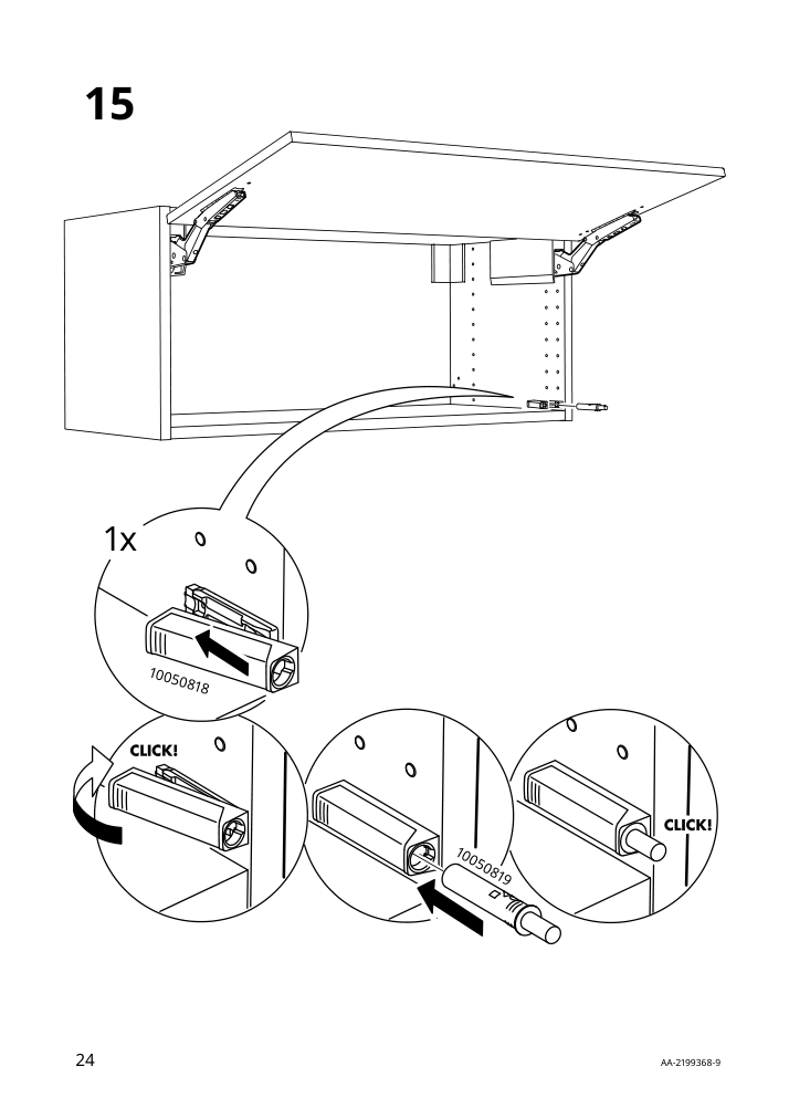 Assembly instructions for IKEA Utrusta hinge push open for horizontal door white | Page 24 - IKEA SEKTION high cab f mic/ov+drw/dr w push-op 093.946.15