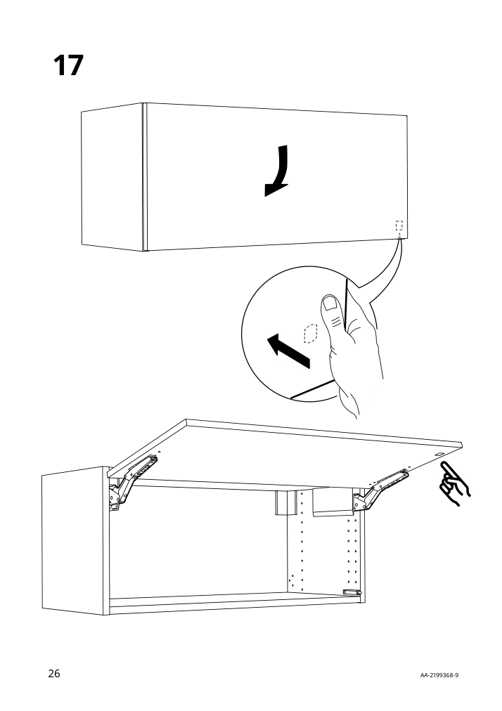 Assembly instructions for IKEA Utrusta hinge push open for horizontal door white | Page 26 - IKEA SEKTION / MAXIMERA high cab f mic/ov+drw/dr w push-op 495.698.73