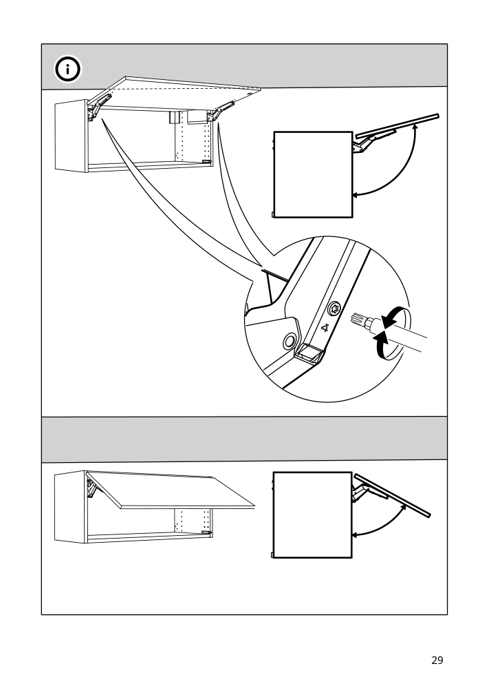 Assembly instructions for IKEA Utrusta hinge push open for horizontal door white | Page 29 - IKEA SEKTION high cab f mic/ov+drw/dr w push-op 993.946.30