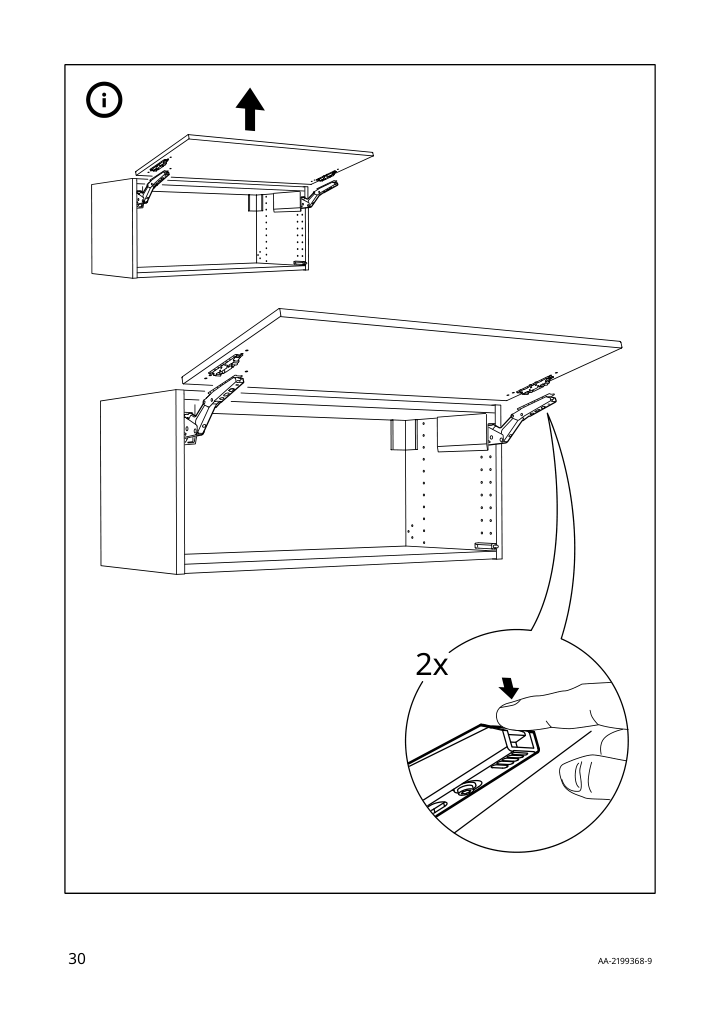 Assembly instructions for IKEA Utrusta hinge push open for horizontal door white | Page 30 - IKEA SEKTION top cab f fridge/freezer w push-op 794.183.40