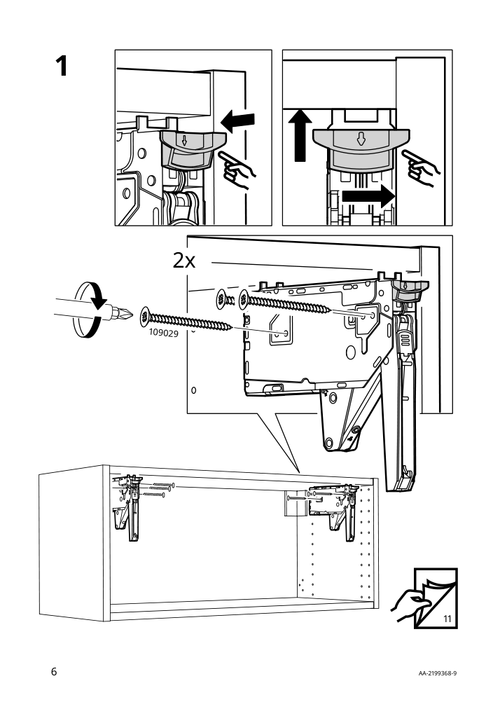 Assembly instructions for IKEA Utrusta hinge push open for horizontal door white | Page 6 - IKEA SEKTION high cab f mic/ov+drw/dr w push-op 093.946.15