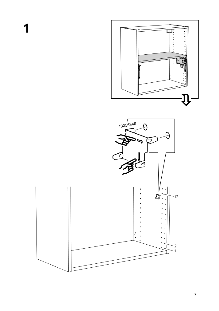 Assembly instructions for IKEA Utrusta hinge push open for horizontal door white | Page 7 - IKEA SEKTION high cab f mic/ov+drw/dr w push-op 993.946.30