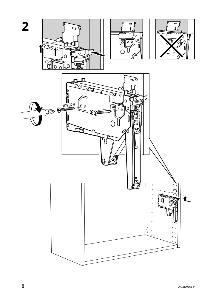 Assembly instructions for IKEA Utrusta hinge push open for horizontal door white | Page 8 - IKEA SEKTION high cab f mic/ov+drw/dr w push-op 993.946.30