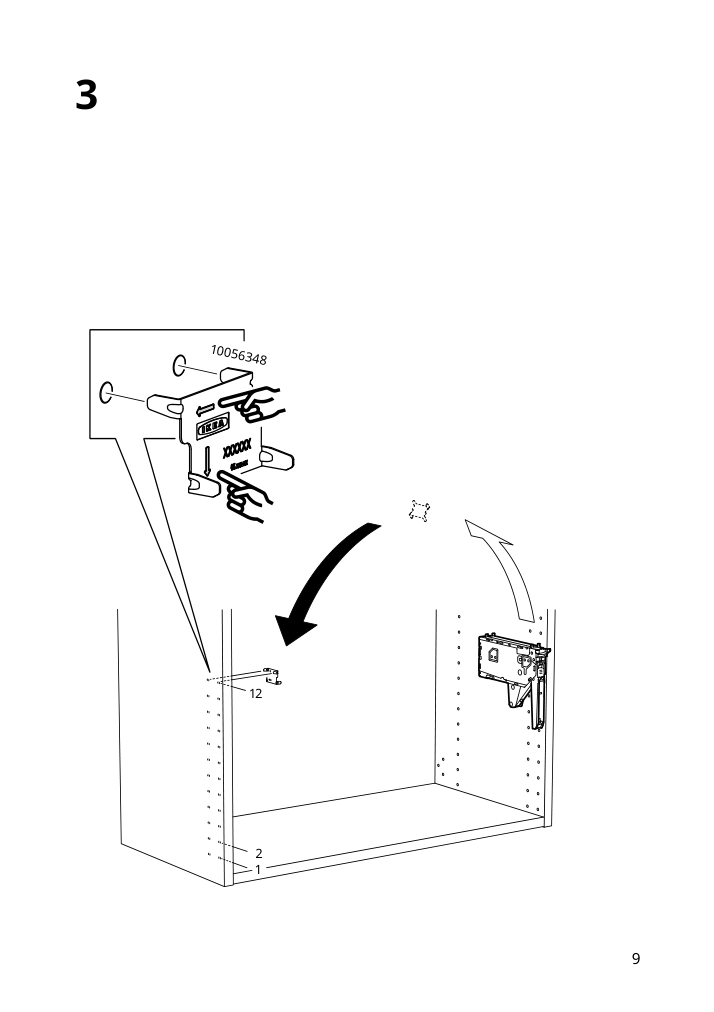 Assembly instructions for IKEA Utrusta hinge push open for horizontal door white | Page 9 - IKEA SEKTION top cab f fridge/freezer w push-op 794.183.40