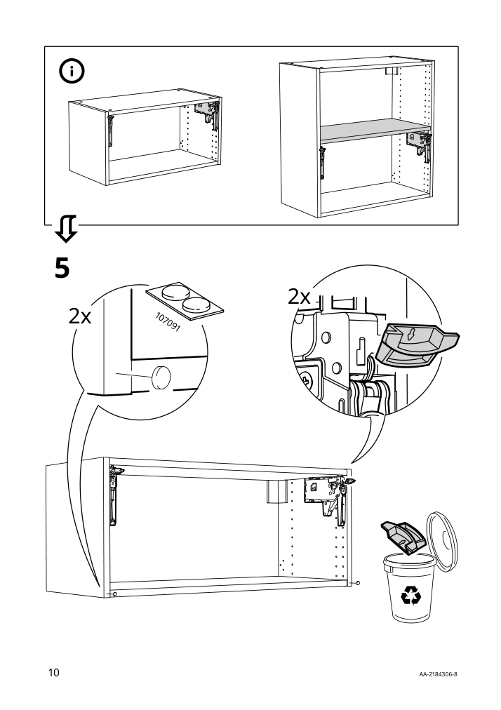 Assembly instructions for IKEA Utrusta hinge w damper for horizontal door white | Page 10 - IKEA SEKTION wall cab w built-in range hood 593.885.51