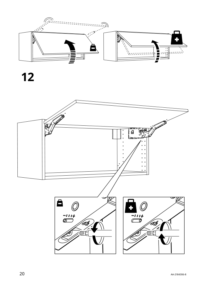 Assembly instructions for IKEA Utrusta hinge w damper for horizontal door white | Page 20 - IKEA SEKTION / MAXIMERA high cab f micro/oven+drawer/door 595.698.82