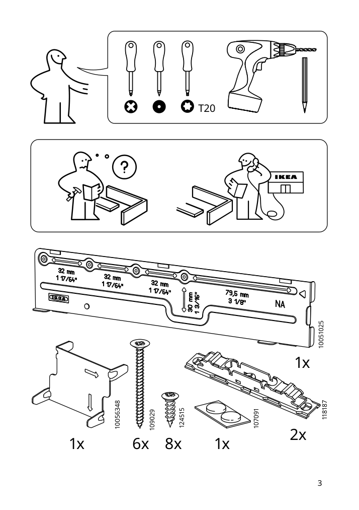 Assembly instructions for IKEA Utrusta hinge w damper for horizontal door white | Page 3 - IKEA SEKTION high cab f micro/oven+drawer/door 093.901.89