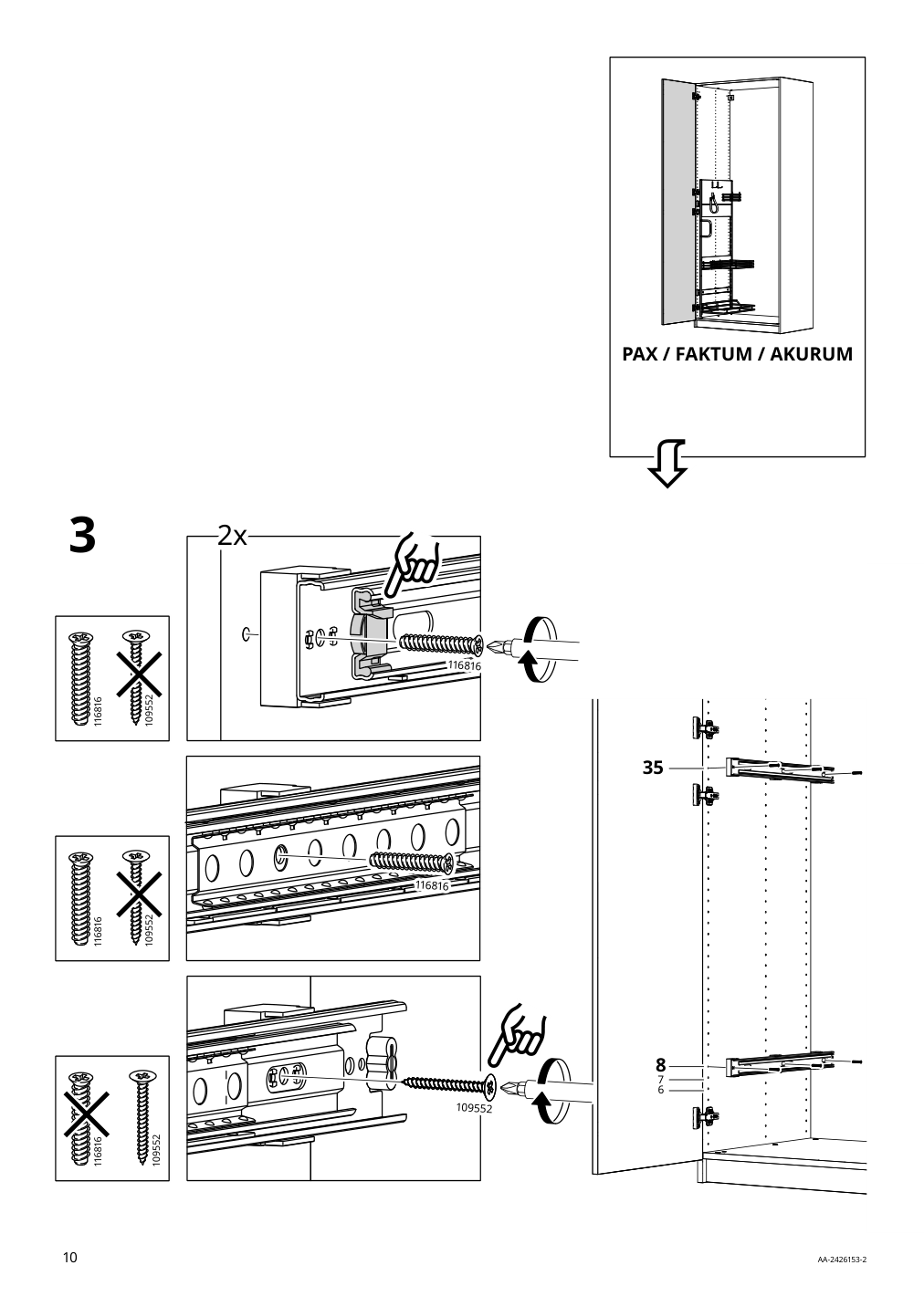 Assembly instructions for IKEA Utrusta pull out rack for cleaning supplies | Page 10 - IKEA SEKTION high cabinet/pull-out int fittings 095.734.95