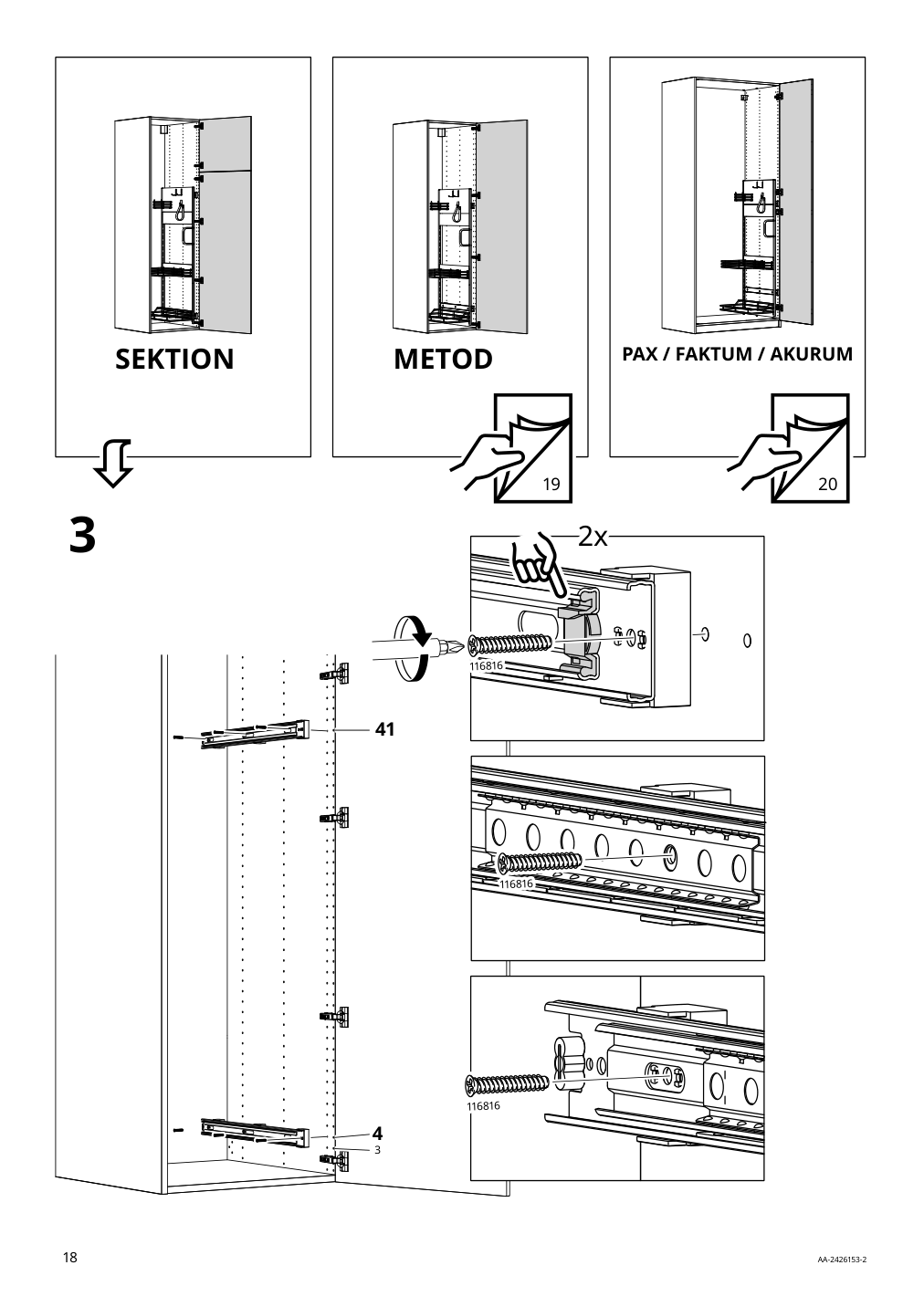 Assembly instructions for IKEA Utrusta pull out rack for cleaning supplies | Page 18 - IKEA SEKTION high cabinet/pull-out int fittings 095.734.95