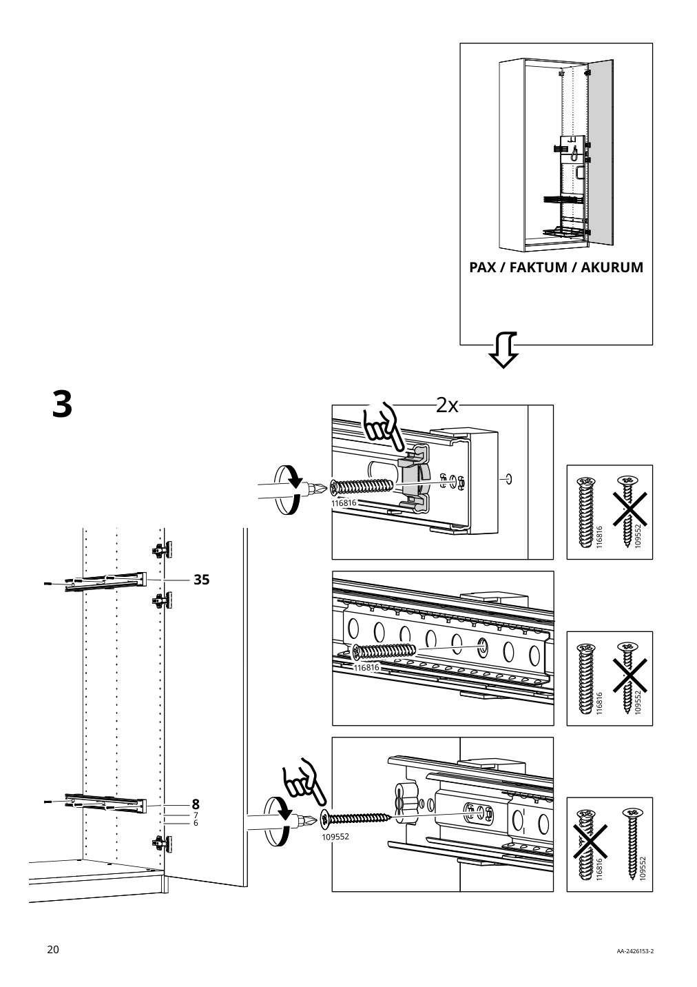 Assembly instructions for IKEA Utrusta pull out rack for cleaning supplies | Page 20 - IKEA SEKTION high cabinet/pull-out int fittings 095.734.95