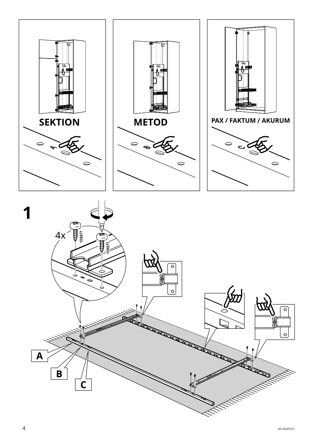 Assembly instructions for IKEA Utrusta pull out rack for cleaning supplies | Page 4 - IKEA SEKTION high cabinet/pull-out int fittings 095.734.95