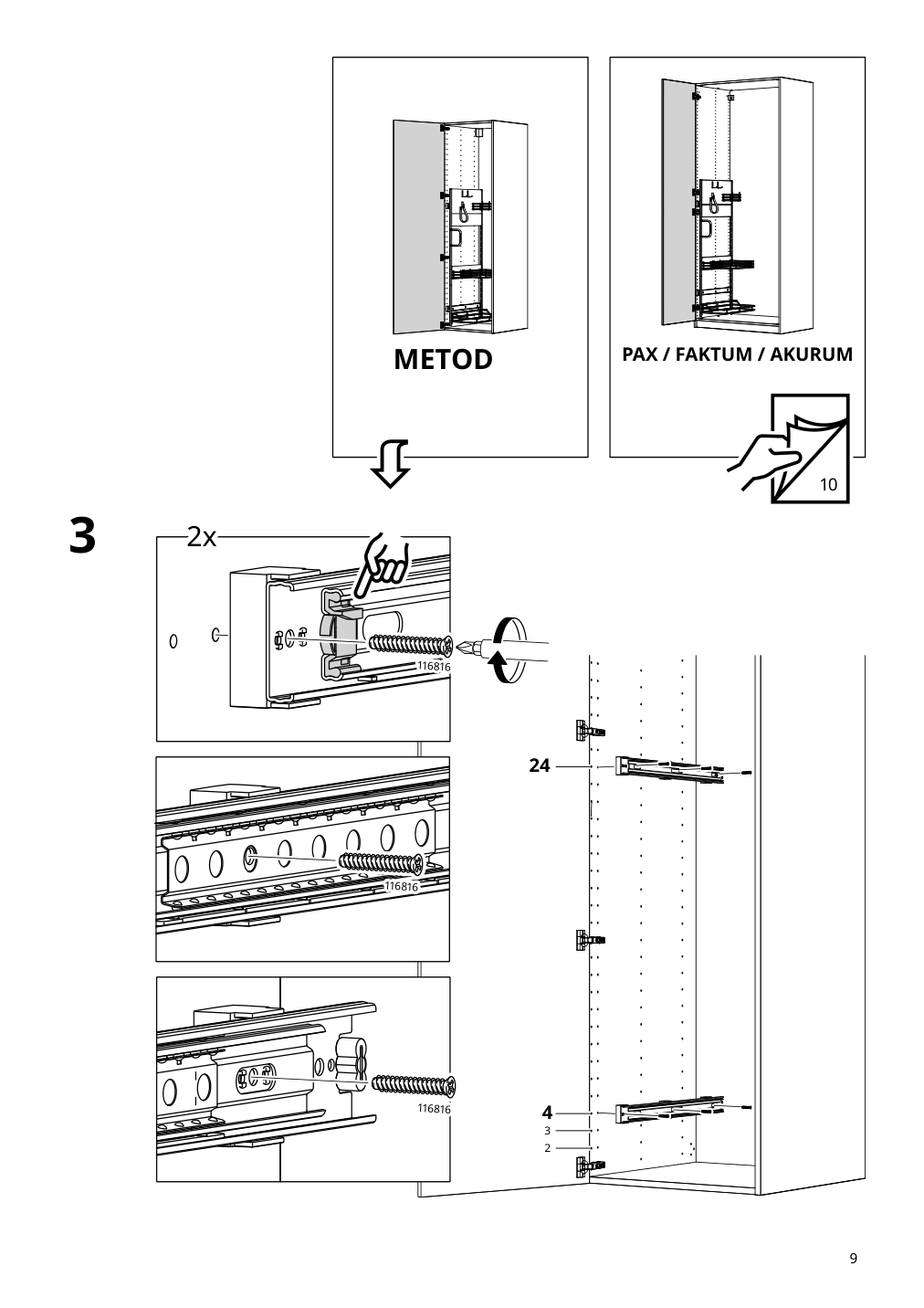 Assembly instructions for IKEA Utrusta pull out rack for cleaning supplies | Page 9 - IKEA SEKTION high cabinet/pull-out int fittings 095.734.95