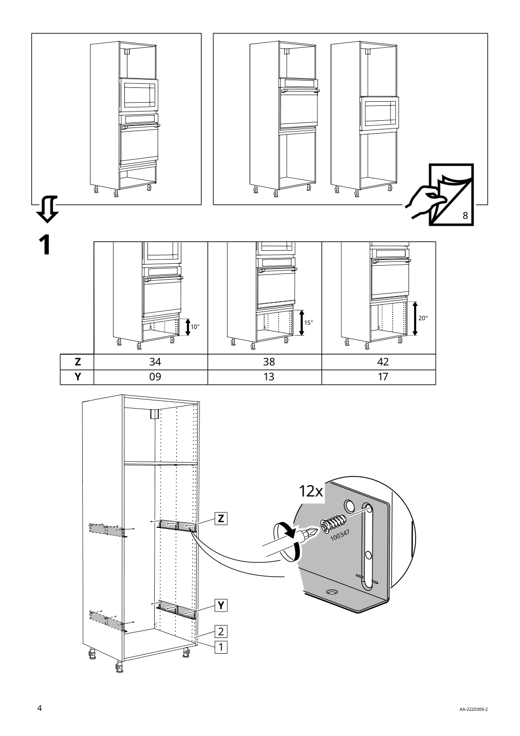 Assembly instructions for IKEA Utrusta reinforced ventilated shelf white | Page 4 - IKEA SEKTION / MAXIMERA hi cb f micro w 3 drawers/2 doors 094.669.85