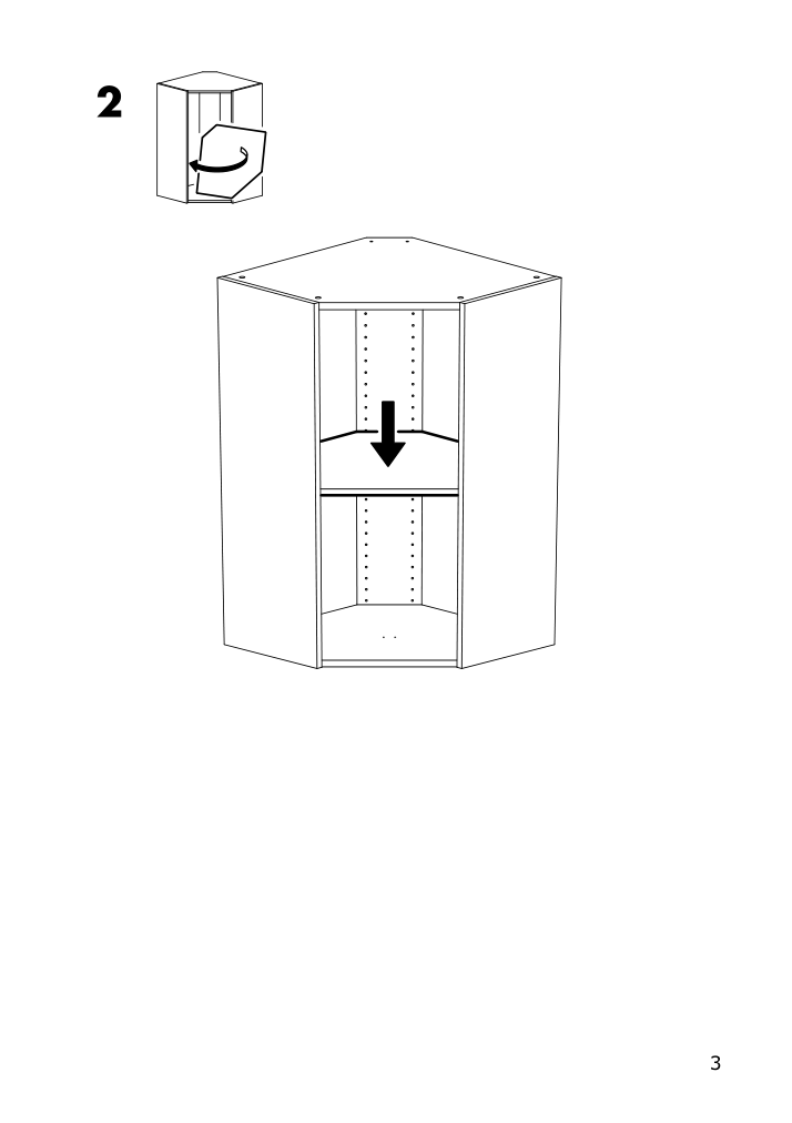 Assembly instructions for IKEA Utrusta shelf for corner wall cabinet white | Page 3 - IKEA SEKTION corner wall cabinet with shelves 694.145.83