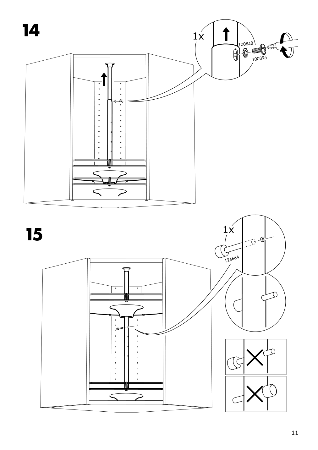 Assembly instructions for IKEA Utrusta wall corner cabinet carousel | Page 11 - IKEA SEKTION corner wall cabinet with carousel 094.145.81