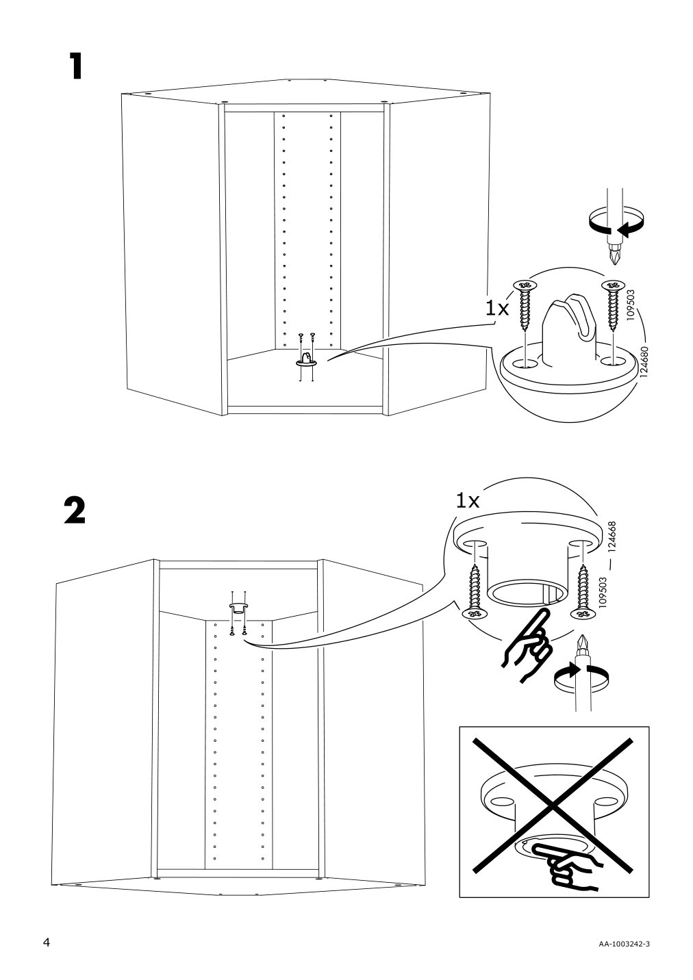 Assembly instructions for IKEA Utrusta wall corner cabinet carousel | Page 4 - IKEA SEKTION corner wall cabinet with carousel 094.145.81