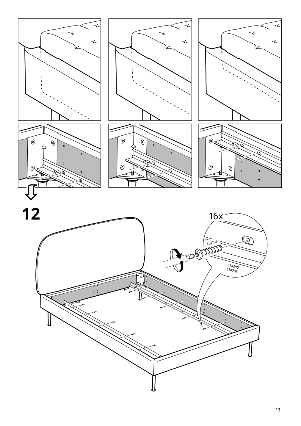 Assembly instructions for IKEA Vadheim upholstered bed frame gunnared light green | Page 13 - IKEA VADHEIM upholstered bed frame 104.656.59