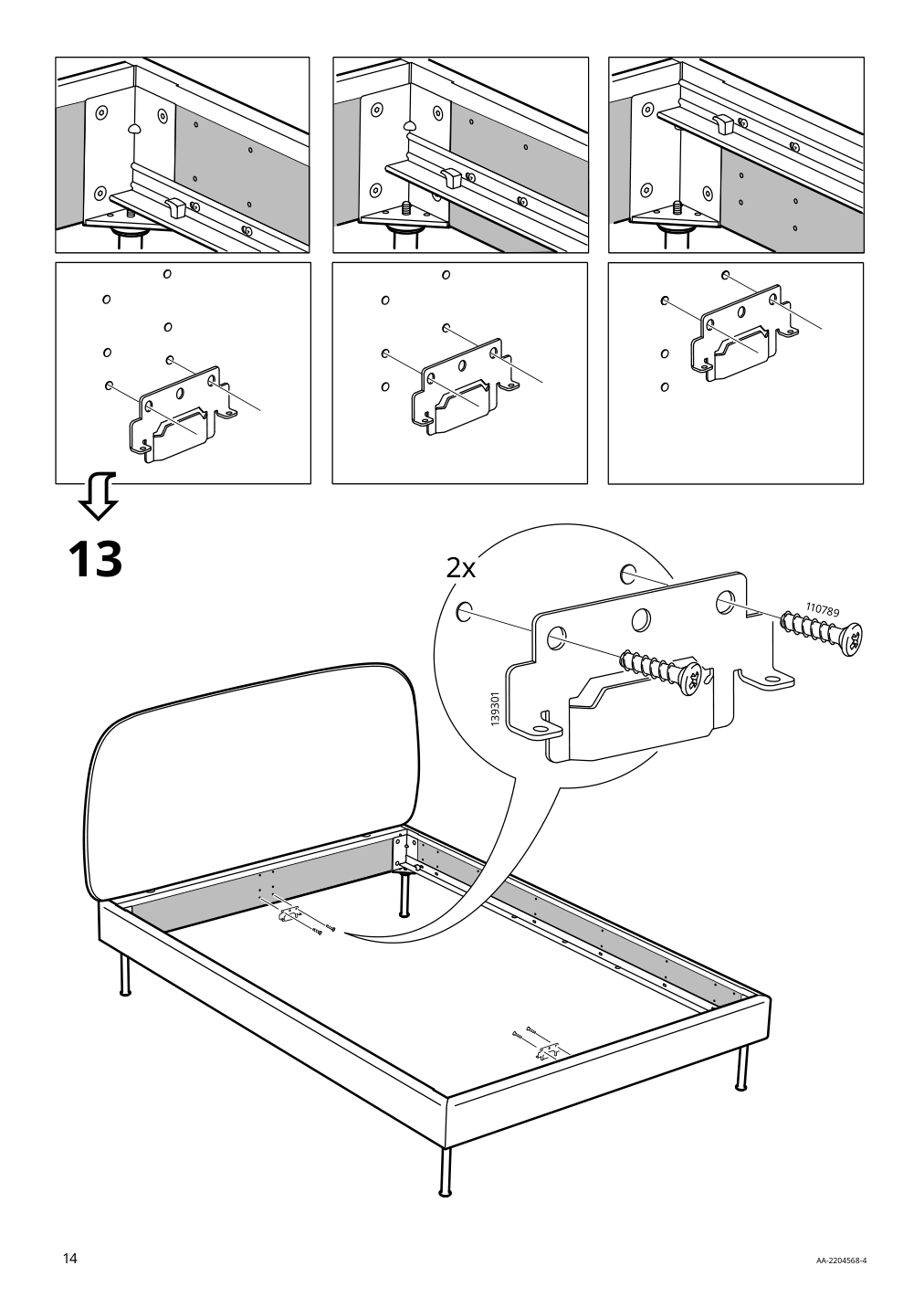 Assembly instructions for IKEA Vadheim upholstered bed frame gunnared light green | Page 14 - IKEA VADHEIM upholstered bed frame 104.656.59